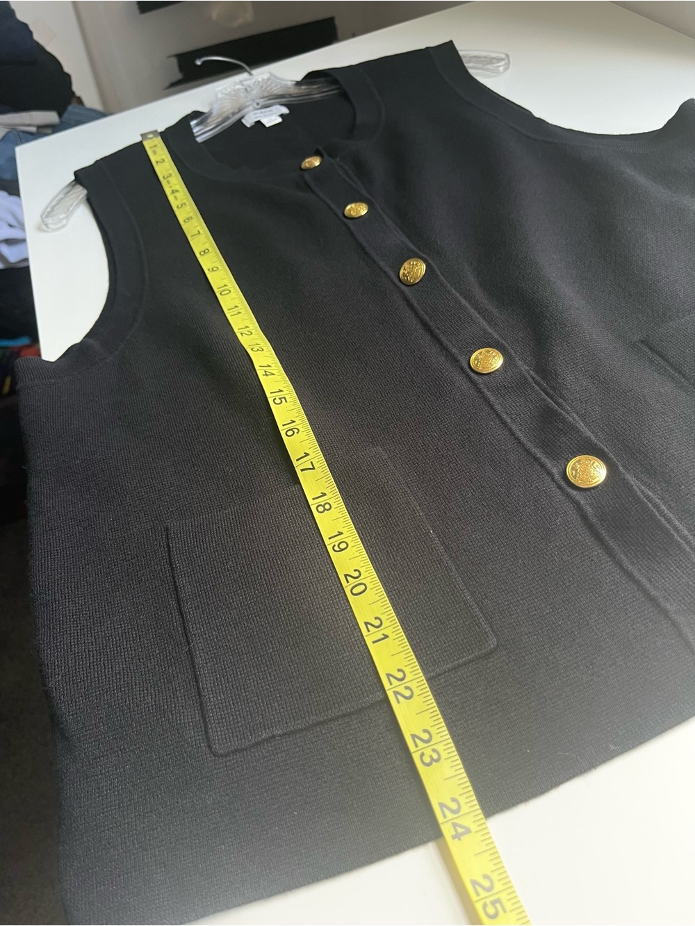 J Crew Factory Button Up Sweater Vest Black Gold Buttons Academia Cotton XL - Picture 9 of 9